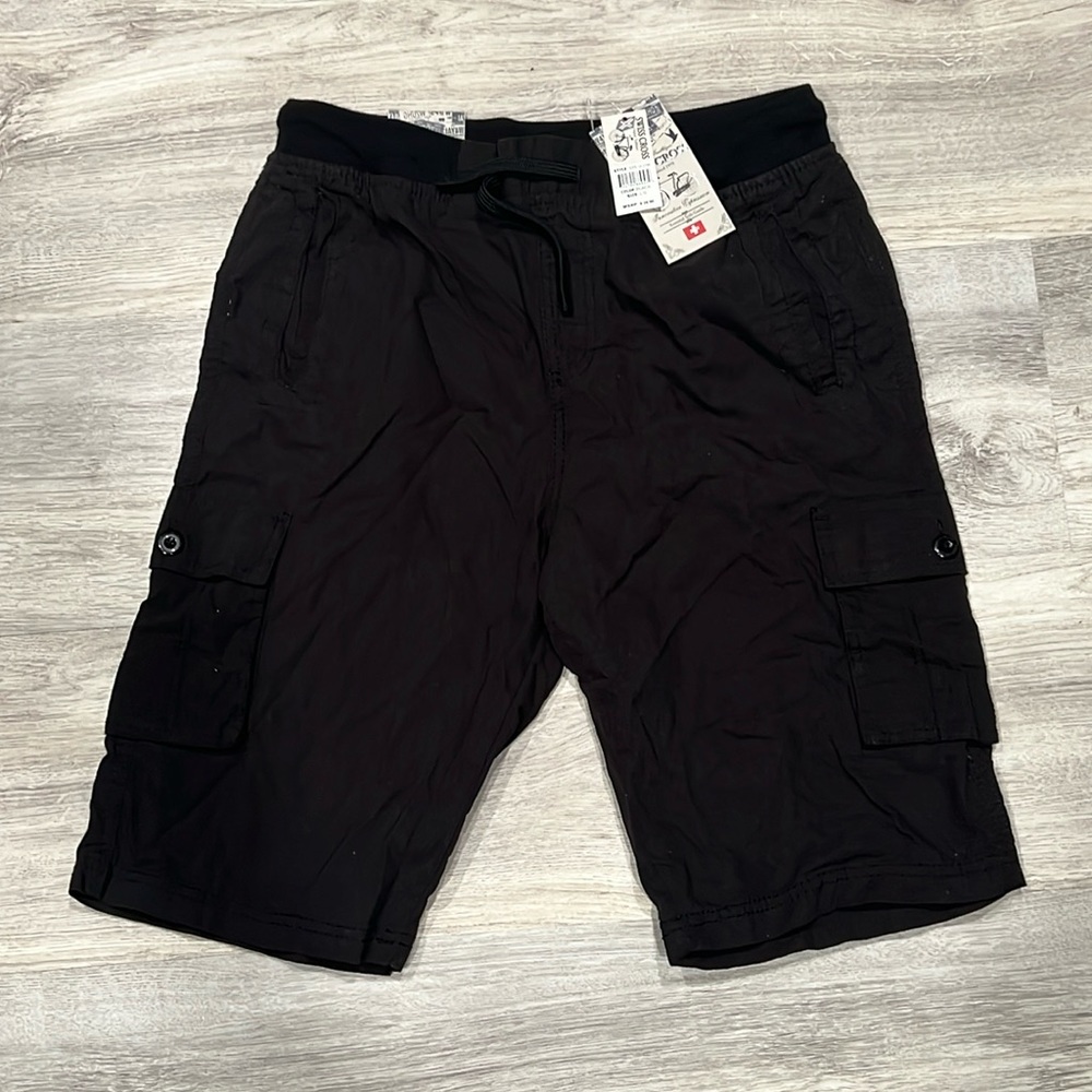 Men's Black Swiss Cross Cargo Shorts